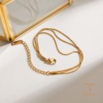 زاویه دیگر دستبند استیل ضدزنگ آبکاری طلای ۱۸ عیار برند J&D کد JDB0212005