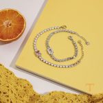 تصویر محصول دستبند آبکاری طلای ۱۸ عیار نگین‌دار برند J&D کد JDB0304015