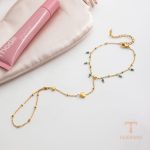 دستبند استیل ضدزنگ آبکاری طلای ۱۸ عیار نگین‌دار برند J&D کد JDB0305032