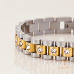 جزییات زنجیر و قفل دستبند آبکاری دو رنگ کد JDB0305043