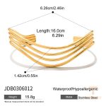 دستبند چندلایه و قابل ست‌کردن طرح هندسی از استیل ضدزنگ با آبکاری طلای ۱۸ عیار برند J&D - تصویر 7