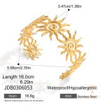 دستبند زنجیری چارم‌دار و پیچشی با طرح خورشید و هندسی از استیل ضدزنگ برند J&D - تصویر 7