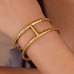 دستبند چندتایی استیل ضدزنگ آبکاری طلای ۱۸ عیار برند J&D کد JDB0307007