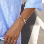 جزییات زنجیر و قفل دستبند آبکاری طلای ۱۸ عیار طول 22 + 4 سانتی‌متر کد JDB0307023