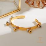 زاویه دیگر النگو استیل ضدزنگ آبکاری طلای ۱۸ عیار برند J&D کد JDB0312004