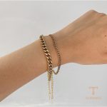 جزییات زنجیر و قفل دستبند آبکاری طلای ۱۸ عیار کد JDB201047-2