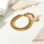جزییات زنجیر و قفل دستبند آبکاری طلای ۱۸ عیار طول 18.5 سانتی‌متر کد JDB201070