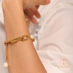 تصویر محصول دستبند هندسی آبکاری طلای ۱۸ عیار برند J&D کد JDB201075