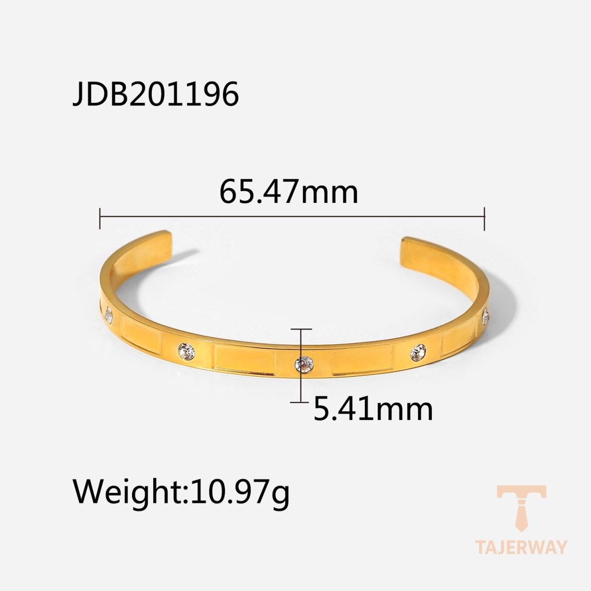 دستبند النگویی با نگین زیرکن از استیل ضدزنگ برند J&D - تصویر 7