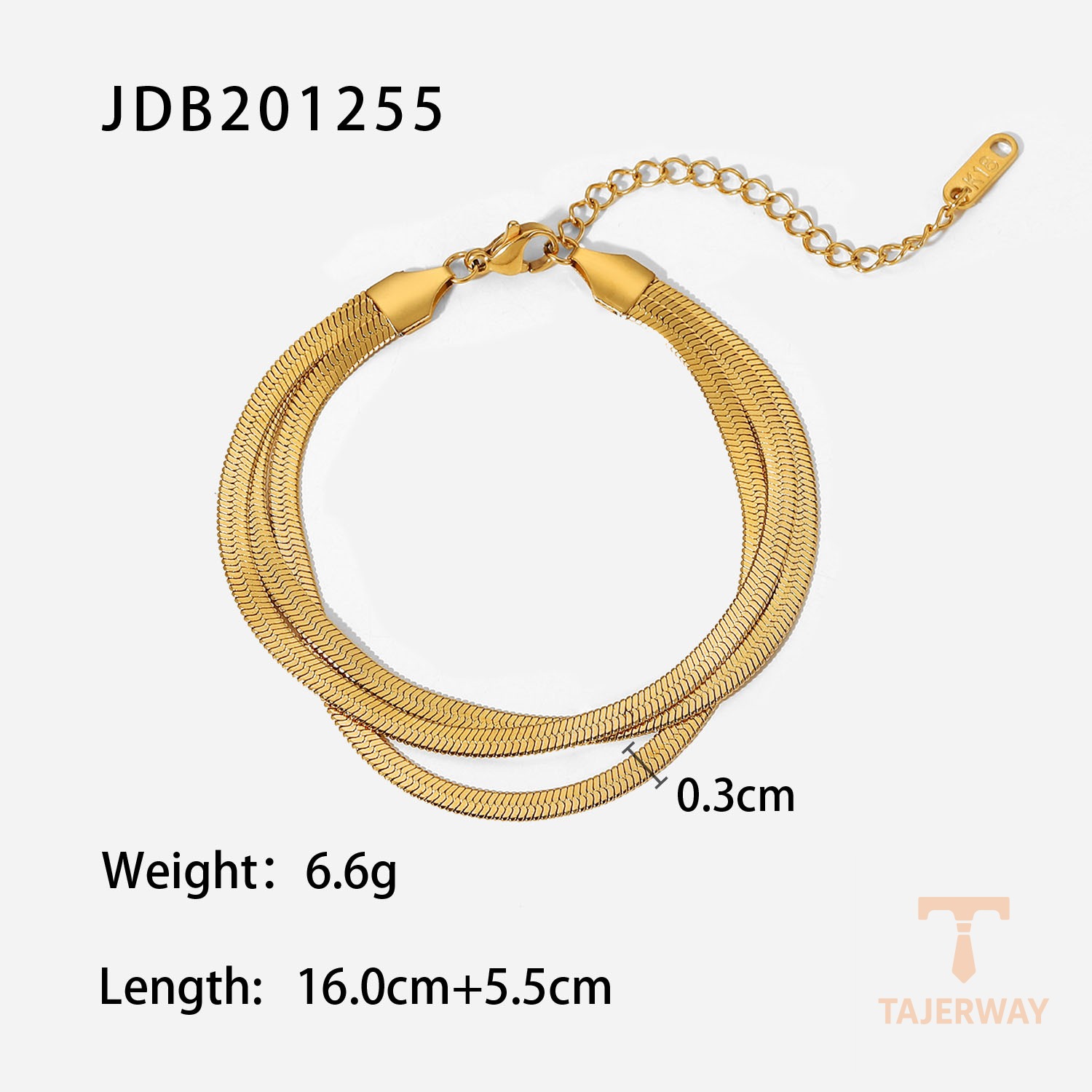 تصویر محصول دستبند آبکاری طلای ۱۸ عیار برند J&D کد JDB201255