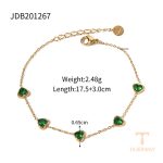 تصویر محصول دستبند قلب آبکاری طلای ۱۴ عیار نگین‌دار برند J&D کد JDB201267