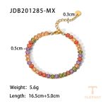 دستبند نگین زیرکن و کریستال از استیل ضدزنگ با آبکاری طلای ۱۸ عیار برند J&D - تصویر 7