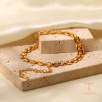 جزییات زنجیر و قفل دستبند آبکاری طلای ۱۸ عیار کد JDB201452
