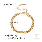 دستبند پهن طرح هندسی از استیل ضدزنگ با آبکاری طلای ۱۸ عیار برند J&D - تصویر 7