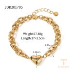 تصویر محصول دستبند قلب آبکاری طلای ۱۴ عیار برند J&D کد JDB201705