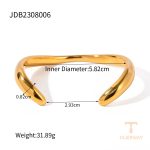 دستبند النگویی از استیل ضدزنگ با آبکاری طلای ۱۸ عیار برند J&D - تصویر 7