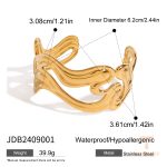 دستبند دو لایه کاف و النگویی از استیل ضدزنگ با آبکاری طلای ۱۸ عیار PVD برند J&D - تصویر 7