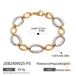 دستبند زنجیری مینیمال دو رنگ از استیل ضدزنگ با آبکاری طلای ۱۸ عیار برند J&D - تصویر 7