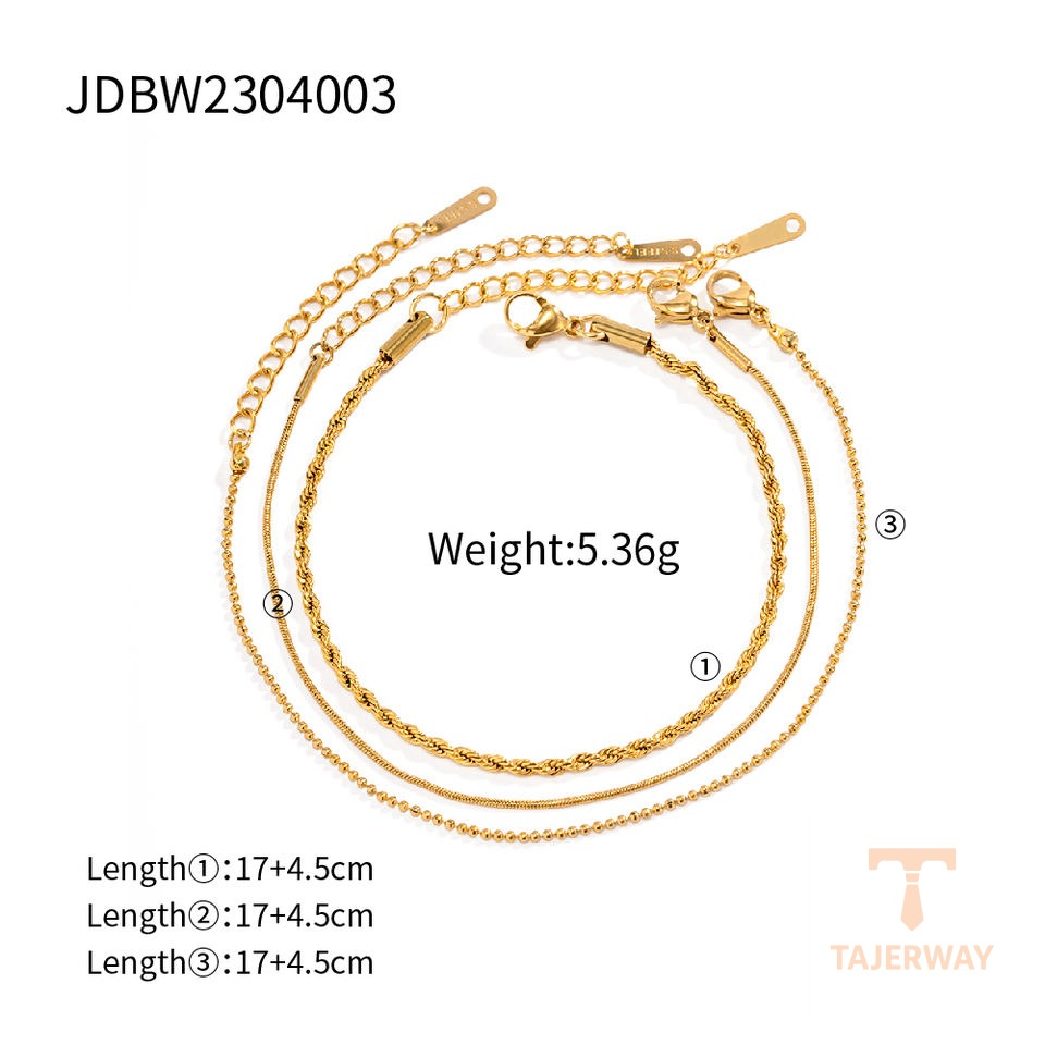 تصویر محصول دستبند آبکاری طلای ۱۸ عیار برند J&D کد JDBW2304003