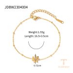 تصویر محصول النگو طرح گل آبکاری طلای ۱۸ عیار نگین‌دار برند J&D کد JDBW2304004