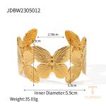 النگوی طرح پروانه از استیل ضدزنگ با آبکاری طلای ۱۸ عیار برند J&D - تصویر 7
