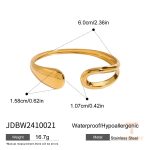 دستبند کاف باز طرح هندسی از استیل ضدزنگ با آبکاری طلای ۱۸ عیار برند J&D - تصویر 7
