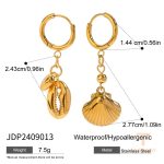 تصویر محصول گوشواره طرح دریایی آبکاری طلای ۱۸ عیار نگین‌دار برند J&D کد JDP2409013