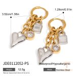 تصویر محصول گوشواره قلب | طرح قفل آبکاری طلای ۱۸ عیار نگین اتمی برند J&D کد JDE0112052