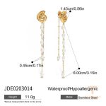 تصویر محصول گوشواره طرح دریایی آبکاری طلای ۱۸ عیار نگین‌دار برند J&D کد JDE0203014