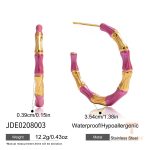 گوشواره حلقه‌ای رمانتیک از استیل ضدزنگ با آبکاری طلای ۱۸ عیار PVD برند J&D - تصویر 7