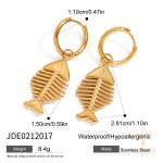 گوشواره طرح دریایی از استیل ضدزنگ با آبکاری طلای ۱۸ عیار برند J&D - تصویر 7