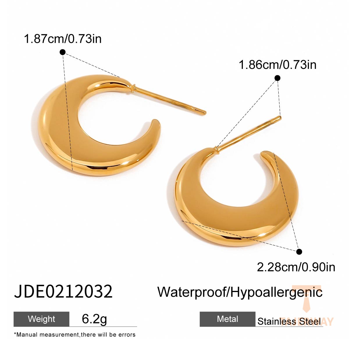 گوشواره حلقهای مینیمال طرح هندسی از استیل ضدزنگ برند J&D - تصویر 7
