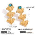 گوشواره طرح دریایی و نگین شیشه‌ای رنگ روشن از استیل ضدزنگ با آبکاری طلای ۱۸ عیار برند J&D - تصویر 7