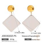 تصویر محصول گوشواره آبکاری دو رنگ نگین‌دار برند J&D کد JDE0302025