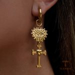 نمای مدل قفل و اتصالات گوشواره آبکاری طلای ۱۸ عیار کد JDE0305077