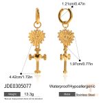 گوشواره طرح صلیب و قلب از استیل ضدزنگ با آبکاری طلای ۱۸ عیار برند J&D - تصویر 7