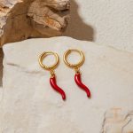 نمای مدل قفل و اتصالات گوشواره آویز بلند آبکاری طلای ۱۸ عیار کد JDE0305081
