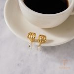 نمای مدل قفل و اتصالات گوشواره آبکاری طلای ۱۸ عیار کد JDE0312213