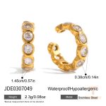 گوشواره ایرکاف مینیمال با نگین زیرکن از استیل ضدزنگ با آبکاری طلای ۱۸ عیار برند J&D - تصویر 7