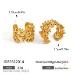 گوشواره کلیپسی مینیمال طرح هندسی از استیل ضدزنگ با آبکاری طلای ۱۸ عیار برند J&D - تصویر 7