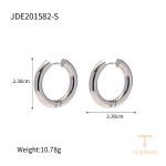 گوشواره حلقه‌ای دو لایه وینتیج مینیمال از استیل ضدزنگ با آبکاری نقره‌ای برند J&D - تصویر 7