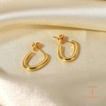 تصویر محصول گوشواره هندسی آبکاری طلای ۱۸ عیار برند J&D کد JDE201803