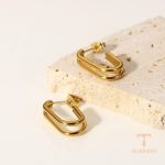 نمای مدل قفل و اتصالات گوشواره آبکاری طلای ۱۸ عیار کد JDE201833