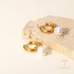 نمای مدل قفل و اتصالات گوشواره حلقه‌ای آبکاری طلای ۱۸ عیار کد JDE202020