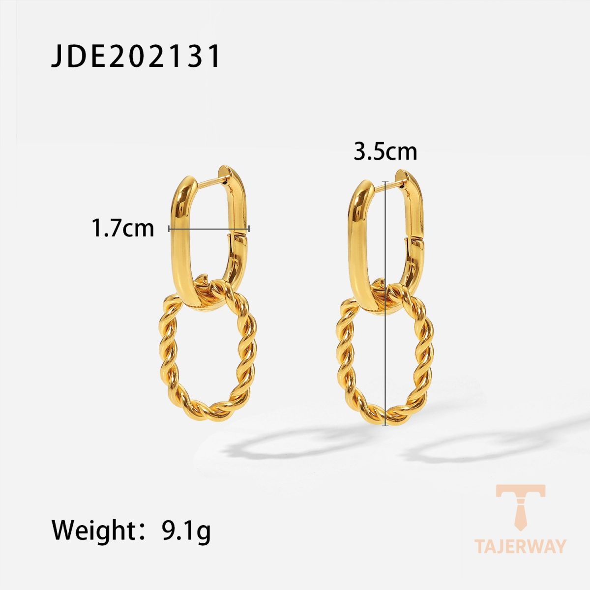 گوشواره هاگی از استیل ضدزنگ برند J&D - تصویر 7