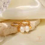 نمای مدل قفل و اتصالات گوشواره حلقه‌ای آبکاری طلای ۱۸ عیار کد JDE2022978