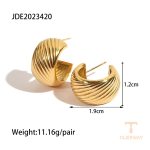 گوشواره استیتمنت با آبکاری طلای ۱۸ عیار PVD برند J&D - تصویر 7