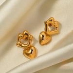 زاویه دیگر گوشواره استیل ضدزنگ آبکاری طلای ۱۸ عیار PVD برند J&D کد JDE2310006