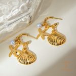 زاویه دیگر گوشواره استیل ضدزنگ | استیل ۳۱۶ (ضد حساسیت) آبکاری طلای ۱۸ عیار برند J&D کد JDE2405008