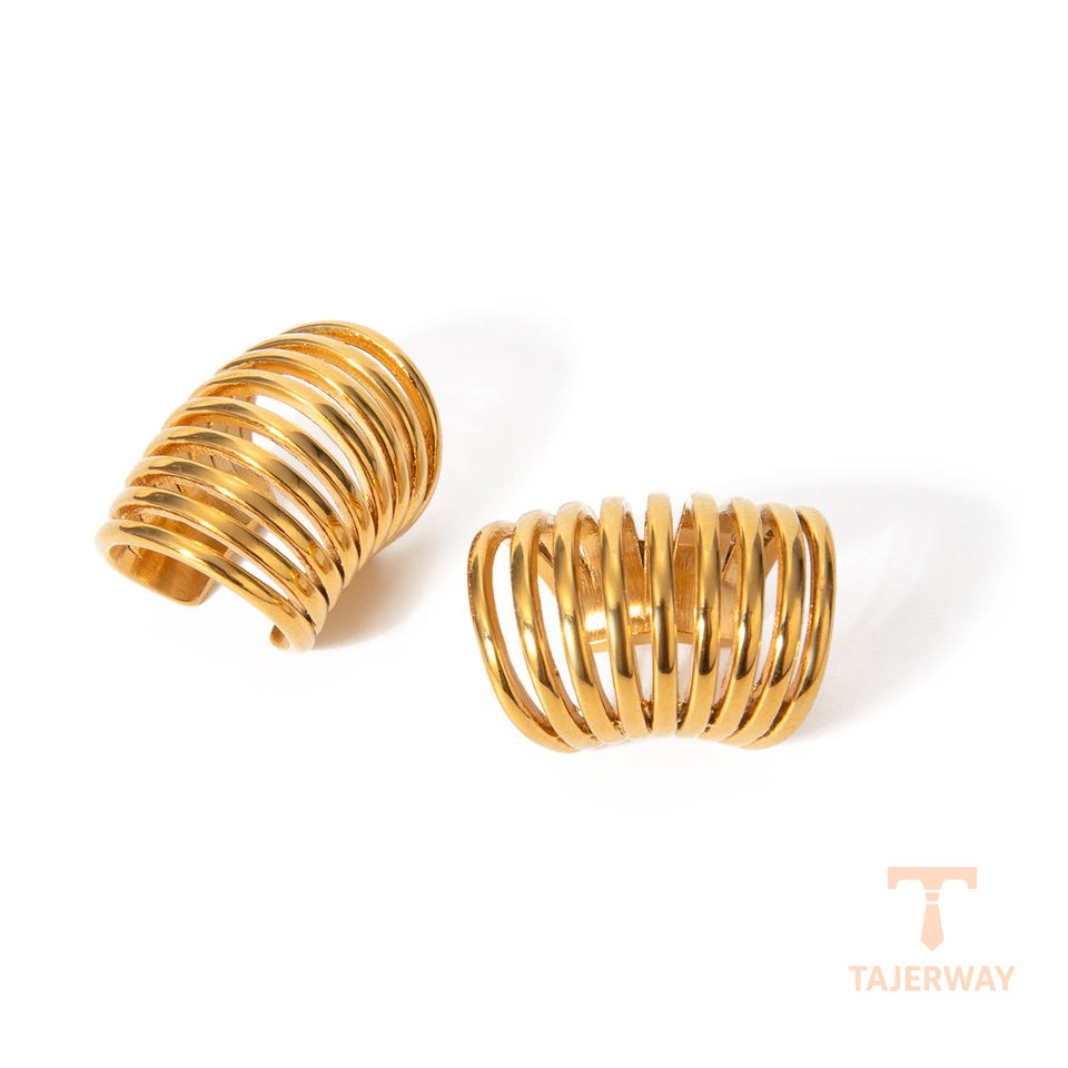 گوشواره اویز | گوشواره ایرکاف استیل ضدزنگ آبکاری طلای ۱۸ عیار برند J&D کد JDE2405023